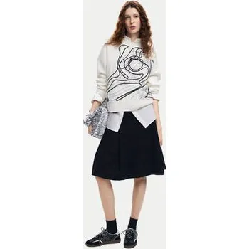 Dámský svetr Desigual Svetr Montpellier Lacroix 24WWJF55 Bílá Loose Fit XL