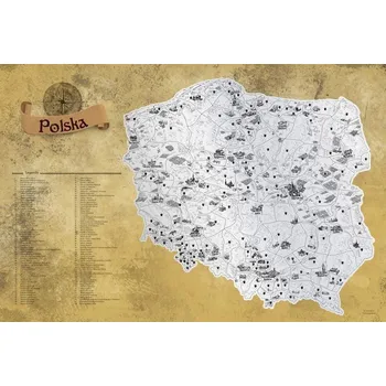 Cestování Stírací mapa Polska Deluxe - stříbrná