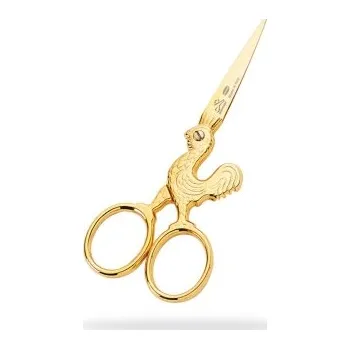 Krejčovské nůžky Nůžky ozdobné Zlacený kohoutek 3,5" - Zlatá, 9 cm