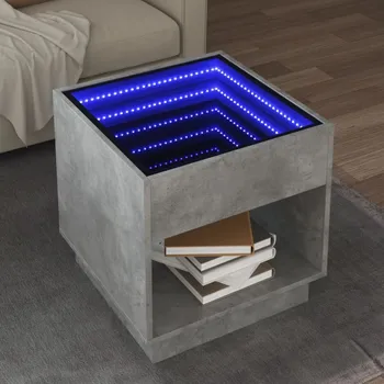 Konferenční stolek vidaXL Konferenční stolek s Infinity LED betonově šedý 50 x 50 x 50 cm