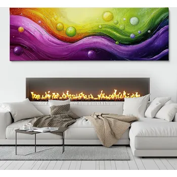 Obraz Obraz na plátně - Fialová vlna s limetkovým proudem FeelHappy.cz Velikost obrazu (šířka x výška): 60 x 20 cm