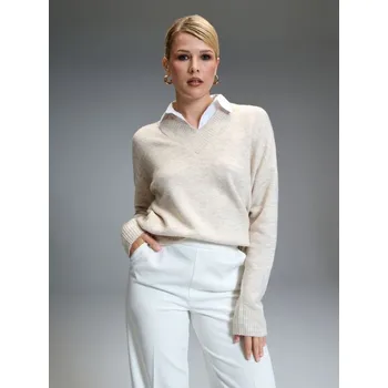 Dámský svetr Sinsay - Svetr s límečkem - béžová - 595BS-02M - 595BS-02M-XS-3