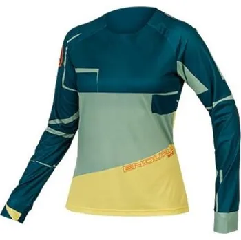 cyklistický dres Dres ENDURA MT500 L/S Print Tee LTD E6219DT - Deep Teal, dámský Velikost: 2XL, Varianta: deep teal
