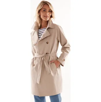 Dámský kabát Nepromokavý trenčkot s odnímatelným páskem béžová 48