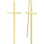 Luxusní pozlacené stříbrné náušnice kříže
