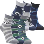 Ponožky dětské bavlněné 8100921, klasické, chlapecké, fotbal, mix1, modro-zelené, 6 párů, vel. 23-26