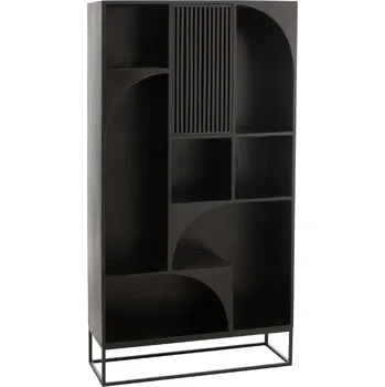 Knihovna Černá dřevěná knihovna J-line Roggo 168 x 90 cm