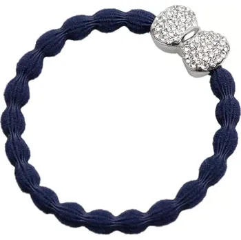 Silver Diamanté Bow Navy