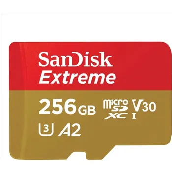SanDisk Extreme microSDXC 256GB + SD Adapter 190MB/s and 130MB/s Read/Write A2 C10 V30 UHS-I U3