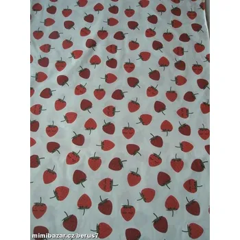 LÁTKA - LÁTKY - metráž * JAHŮDKY na bílé š.240