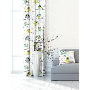 Závěs Závěs dekorační nebo látka, OXY Sovy, žlutomodrý, 150 cm