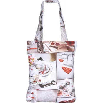 Nákupní taška Tegatex Látková taška se srdíčky a klíči 40*30 cm