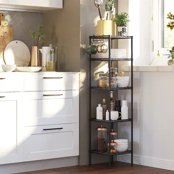 Knihovna SONGMICS Kovový regál 5 drátěných polic černý