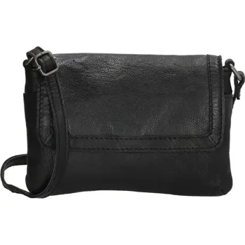Kabelka Černá prošívaná kožená crossbody kabelka „Tanya"