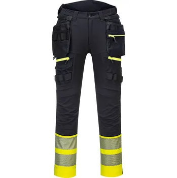 PORTWEST HI-VIS DX4 HOLSTER DX445 / Reflexní strečové kalhoty, 16 kapes - HV žlutá/černá UK 33/EU 48