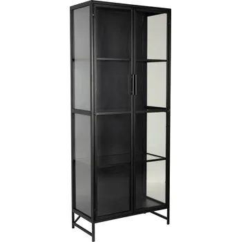Knihovna White Label Černá kovová vitrína WLL ROB 170 x 70 cm