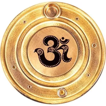 Svícen Stojánek na vonné tyčinky dřevěný Óm 10 cm