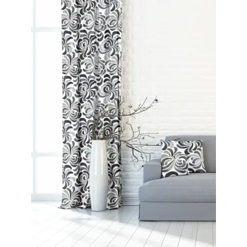 Závěs Závěs dekorační nebo látka, OXY Ornamentální květ, šedý, 150 cm