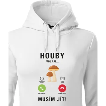 Dámská mikina Dámská mikina Houby volají, Barva Bílá, Velikost M, Canvas Dámská mikina Bezvatriko.cz 2271