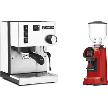Kávovar Rancilio Silvia E, white + Eureka Helios 65, ferrari red