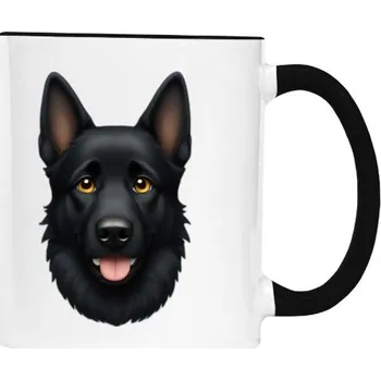 Hrnek malý barevný s potiskem Černý ovčák hlava