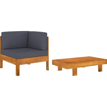 Zahradní sestava ZBXL 2dílná zahradní sedací souprava tmavě šedé podušky akácie