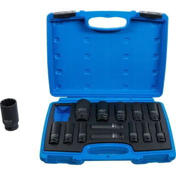Gola hlavice BGS 5209, Sada silových nástrčných šestihranných hlavic Gear Lock | 12,5 mm (1/2") | 10 - 32 mm | 14dílná