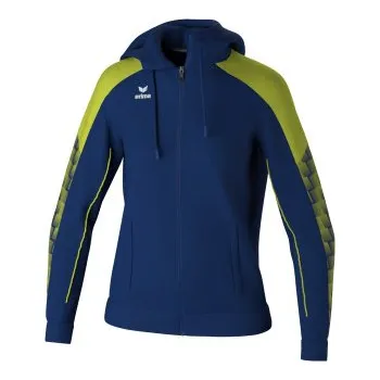 Dámská větrovka ERIMA EVO STAR TRÉNINKOVÁ BUNDA S KAPUCÍ - DÁMSKÁ - Tmavě modrá, Limetková - velikost 36 eur