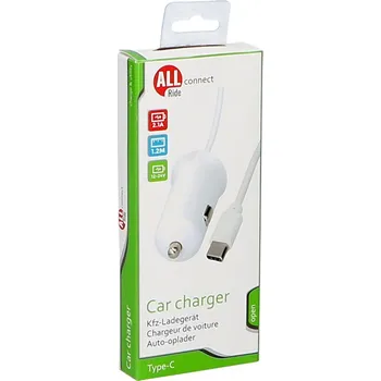 Nabíječka baterií ALL RIDE DF5801056, Nabíječka USB-C s kabelem 120 cm, 2,1 A pro auta