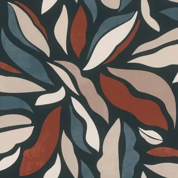 Tapeta Vliesová tapeta modré, béžové listy 869309 / Tapety na zeď Symphony (0,53 x 10,05 m) Rasch