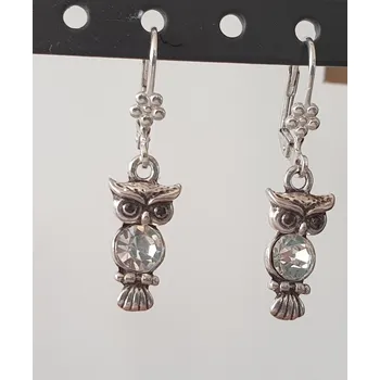 Náušnice Náušnice - sova s broušenými kamínky