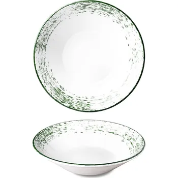 Talíř G. Benedikt | Pasta talíř, zelený okraj, 27 cm, Optimo hand painted