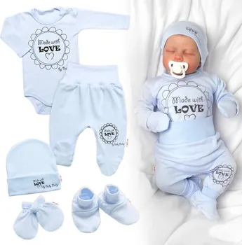 Kojenecká souprava Baby Nellys Made With Love 13885803 5dílná soupravička do porodnice modrá 62