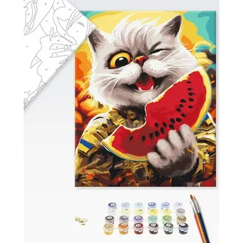 Brushme Malování podle čísel odvážná kočka s melounem