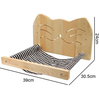 Nástěnné kočičí schody s hrazdou a škrabadlem - Houpací síť 01