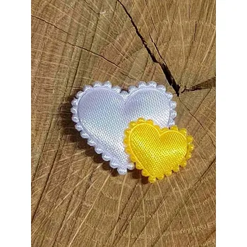 Nášivka Aplikace saténová srdíčka malá barva bílá žlutá tmavá