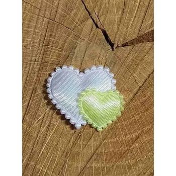 Nášivka Aplikace saténová srdíčka malá barva bílá zelinkavá