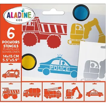 Dětské razítko Aladine Šablony Aladine, 15x12,5 cm, 6 ks - Dopravní prostředky
