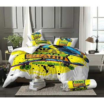 Povlečení dětské SKATE mikroflanel, žluté 140x200cm + 70x90cm