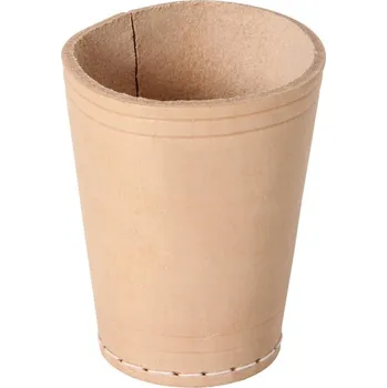 Držák na kartáček Kožený hnědý kelímek