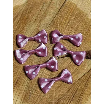 Stuha Saténová mašlička s puntíky 20x40 mm starorůžová