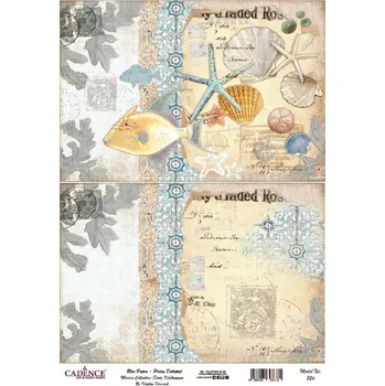 Umělecký papír Cadence Rýžový papír Cadence, A3 - Vintage rybka