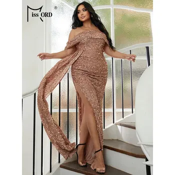 Dámské šaty Originální dlouhé šaty na svatbu LissCord lC1584 Barva: Světle Hnědá, Velikost: 3XL