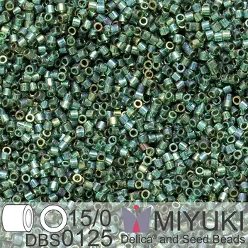 Korálek Korálky Miyuki Delica 15/0. Barva DBS 0125 Emerald Gold Luster. Balení 2g.