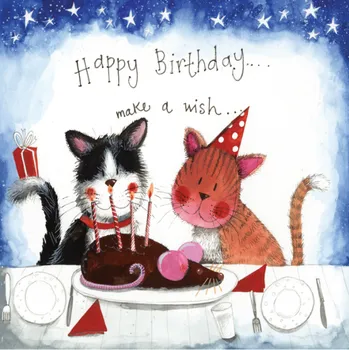 Přání v obálce Starlight cats, ALEX CLARK, 16*16 cm (Blahopřání v obálce s kočkou, kočka)