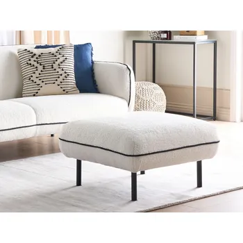 Stolička bílé buklé čalounění černé kovové nohy ozdobné obložení retro glamour art deco styl Beliani