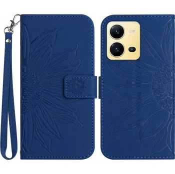 Pouzdro na mobilní telefon Sunflower knížkové pouzdro na Vivo X80 Lite - modré