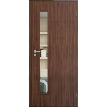 Interiérové dveře SAPELI ELEGANT KOMFORT M60 - DÝHA - OTOČNÉ DVEŘE VČ. ZÁRUBNĚ - Ořech americký Průchozí šířka (cm): 80, Průchozí výška (cm): 197, Typ skla: Čiré sklo