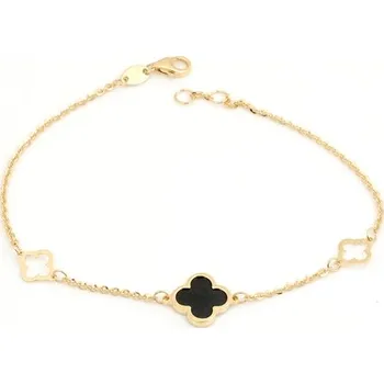 Náramek Dámský zlatý náramek se čtyřlístky ZLNA1247F + Dárek zdarma
