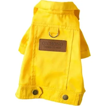 Obleček pro psa Bunda pro psy s postrojem - Žlutá,XL